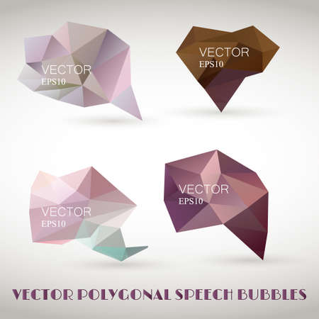 Abstract polygonal triangles speech bubbles vector set. Template for business.のイラスト素材