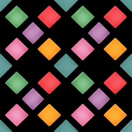 Bright color rhombus seamless pattern on black background
