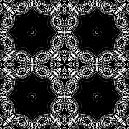Lace seamless pattern, monochrom colors elegant print backgroundの写真素材
