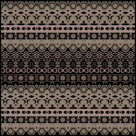 Folk retro ornament with decorative elements brown colors