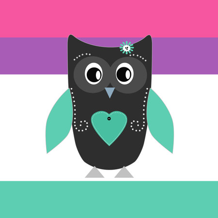 Cute cartoon owl design for greeting card, invitationの写真素材