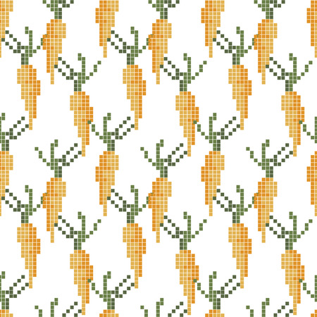 Seamless cross stitches carrot pattern on white backgroundのイラスト素材