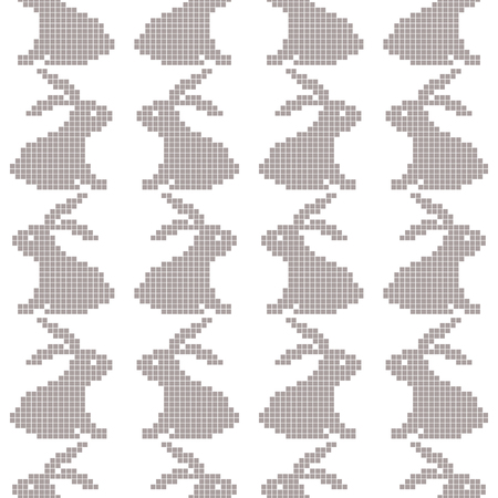 Seamless cross stitches rabbit pattern on white backgroundのイラスト素材