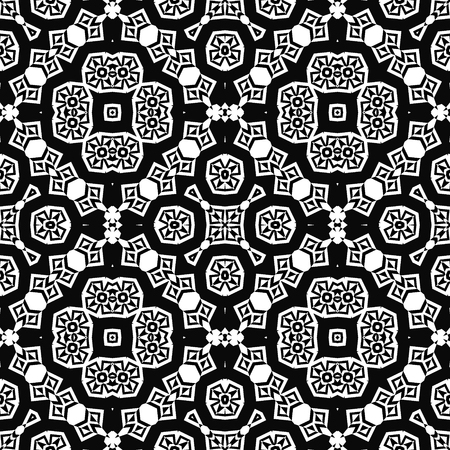 Seamless geometrical black white monochrome pattern backgroundの写真素材