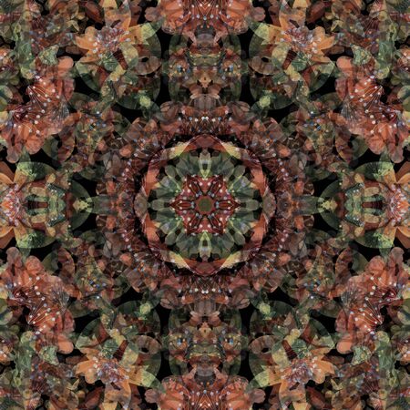 Seamless floral flowers abstract grunge round mandala pattern background imageの写真素材