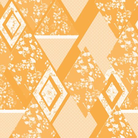 Seamless abstract patchwork plaid patches pattern backgroundの写真素材