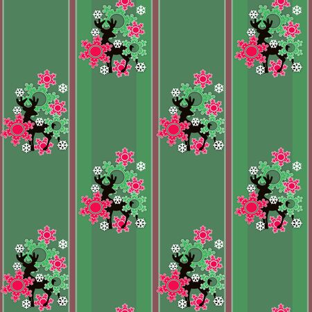 Seamless Christmas deer snowflake design pattern backgroundの写真素材