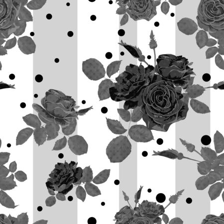 Seamless floral roses flowers pattern backgroundの写真素材