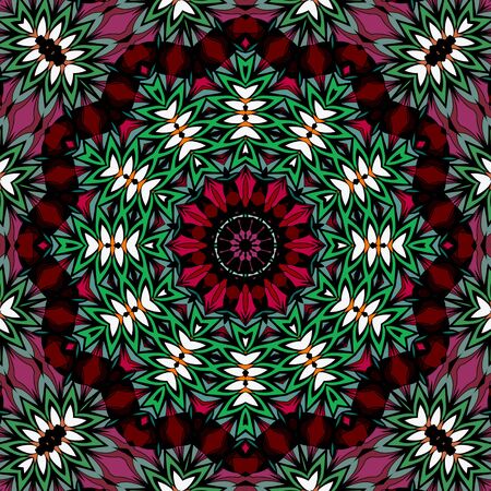 Seamless abstract mandala round pattern spring summer fresh backgroundの写真素材