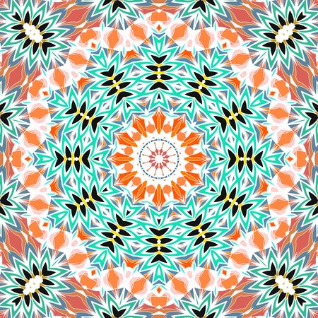 Seamless abstract mandala round pattern spring summer fresh backgroundの写真素材