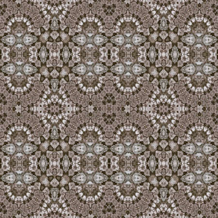 Seamless beige gray tile mosaic ornamental pattern backgroundの写真素材