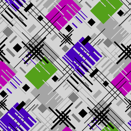Abstract seamless geometrical shapes elements gray pink blue black pattern backgroundの写真素材