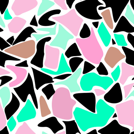 Abstract seamless pattern of spots in green and black pink tones backgroundの写真素材