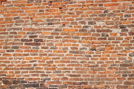 Antique red clay brick wall, copy-spaceの写真素材