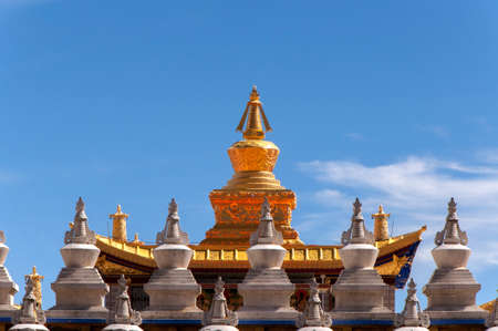 Tibetan temple structure under the blue skyのeditorial素材