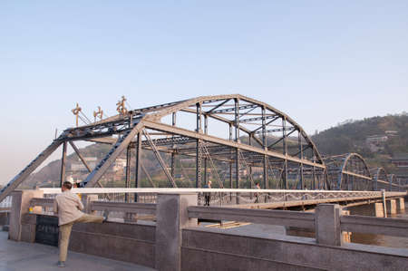 Gansu Lanzhou Zhongshan bridge sceneryのeditorial素材