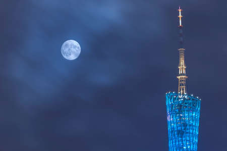 Guangzhou tower at nightのeditorial素材
