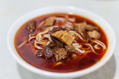 Chengdu rice noodle with beef chili oilの写真素材