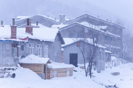 Snow cover the houseの写真素材