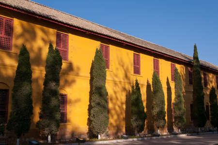 Trees in front of wallのeditorial素材