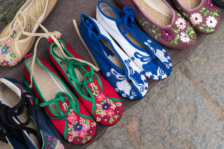 Embroidered shoesの写真素材