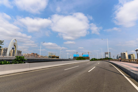 Clouds in the sky, roadwayの写真素材