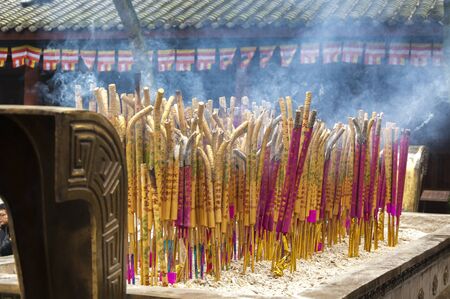 Incense in the templeの写真素材
