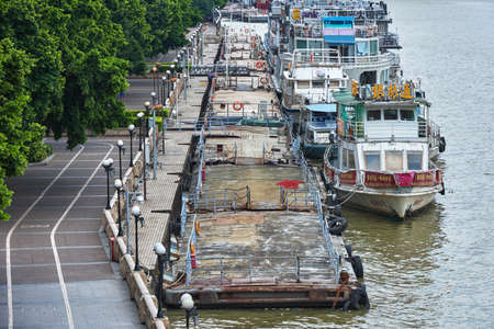 Closeup of boats in the riverのeditorial素材