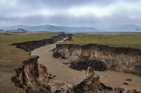 Dried river in the countrysideの写真素材
