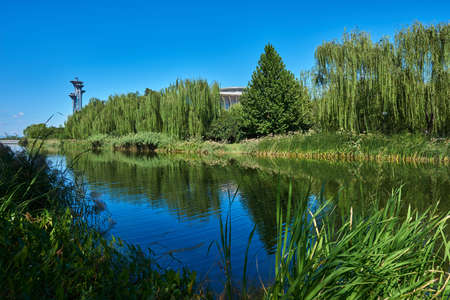 Landscape view of a lakeのeditorial素材