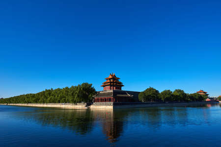 Landscape view of an ancient building at the lake sideのeditorial素材