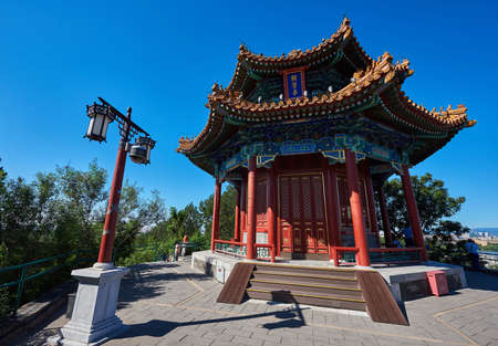 Closeup view of an ancient pavilionのeditorial素材