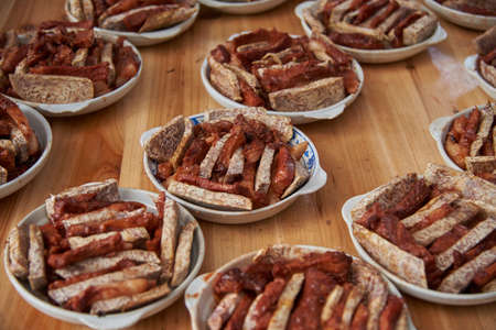 Yam with meat dishの写真素材