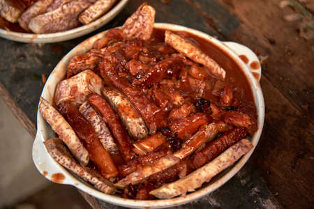 Yam with meat dish