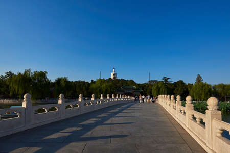 Tourists walking on a stone bridgeのeditorial素材