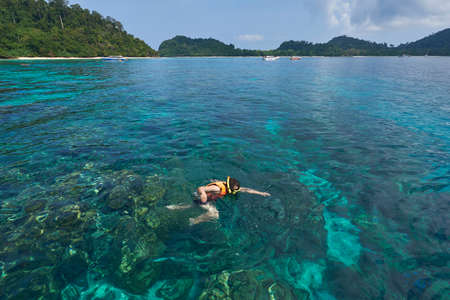 Man snorkeling in the seaのeditorial素材