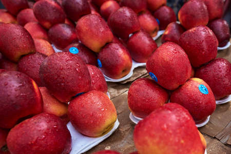 Fresh apples in a marketのeditorial素材