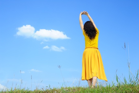 Relax Woman with blue sky