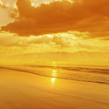 Beach and sea sunset for backgroundの写真素材