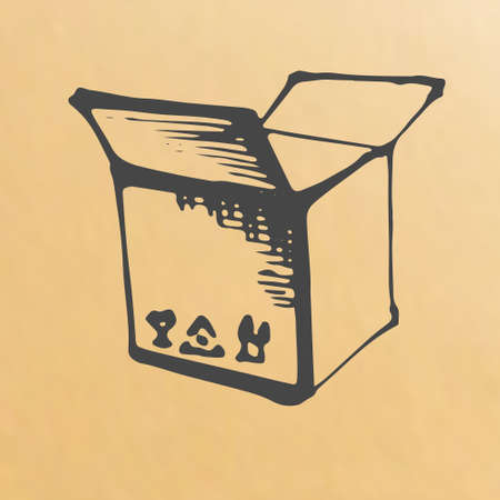 Vector image of paper box scetch packingのイラスト素材