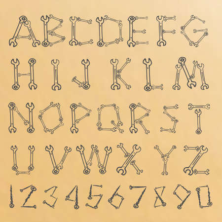 Vector image of tools alphabet sketch doodleのイラスト素材