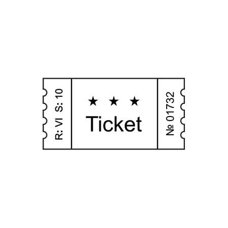 Ticket icon in the outline style. Ticket illustration. Ticket stub isolated on a background. Retro cinema tickets. Tickets concept icon. Movie ticket icon. Illustration old tickets.のイラスト素材