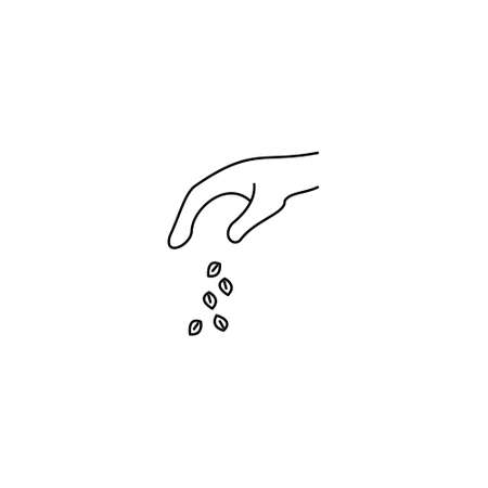 Illustration of scattering seeds. Icon of outline styleのイラスト素材