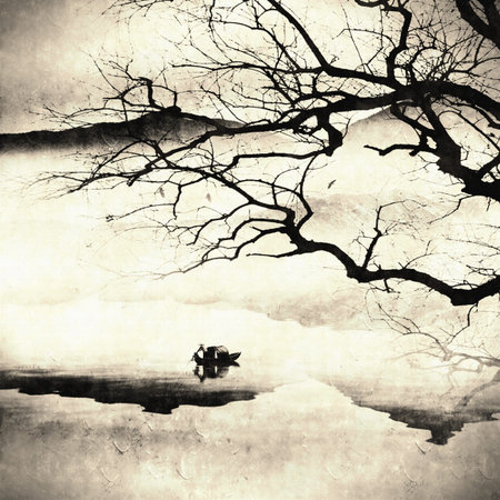 artistic conception ink landscapeの写真素材