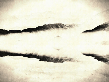 artistic conception landscape paintingの写真素材