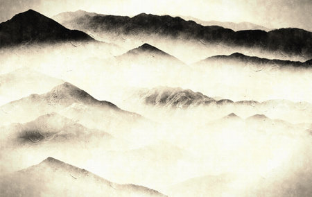 artistic conception ink mountainの写真素材