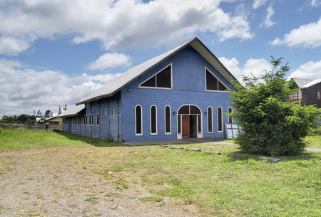 View of a rural church in the country, south of Chileの写真素材