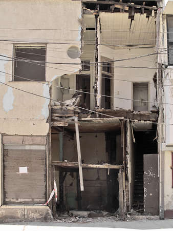 Effects of the Chilean earthquake of february 2010 in a facade of Valparaisoのeditorial素材