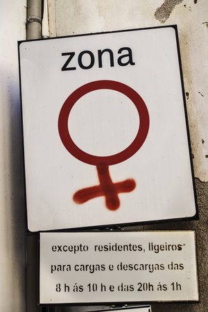 Coimbra, December 2012  Traffic signal modified by feminist activist 