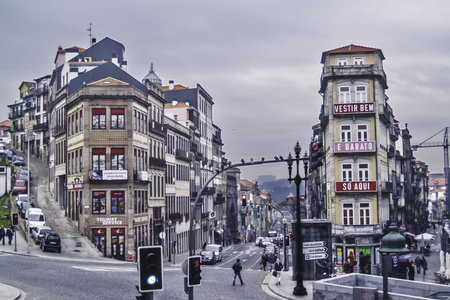 Oporto, December 2012. View of buildings and streets on downtown. UNESCO World Heritage Site.のeditorial素材